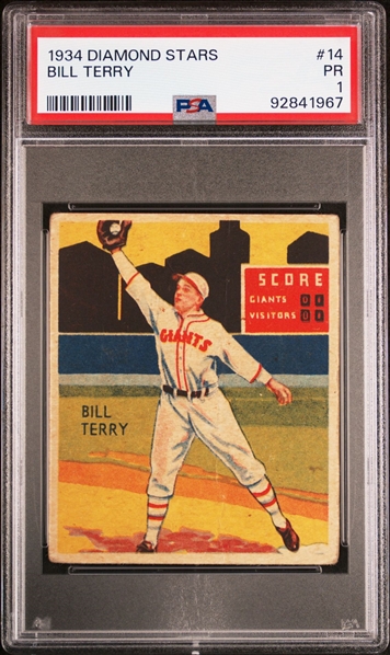 1934 Diamond Stars Bill Terry - PSA 1 (Poor)